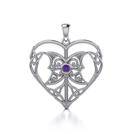 Celtic Triple Goddess Love Peace Sterling Silver Pendant with Gemstone TPD5105