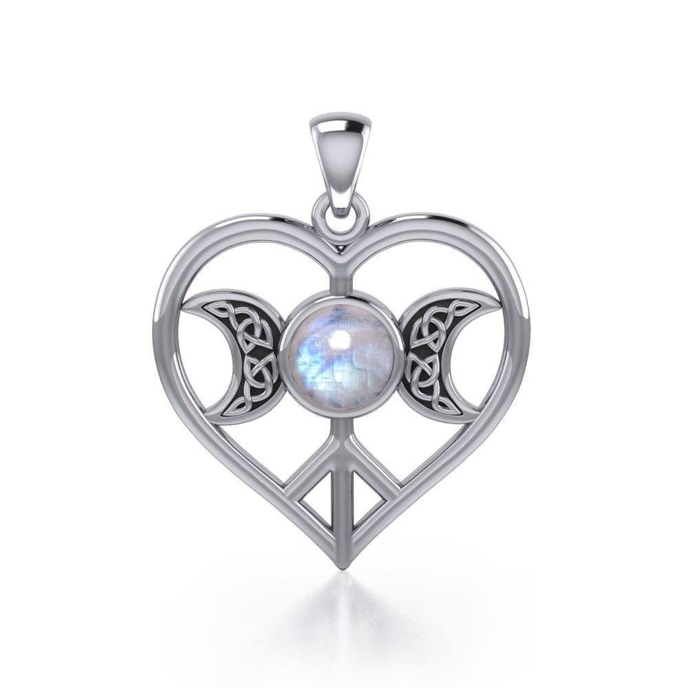 Triple Goddess Love Peace Sterling Silver Pendant with Gemstone TPD5106