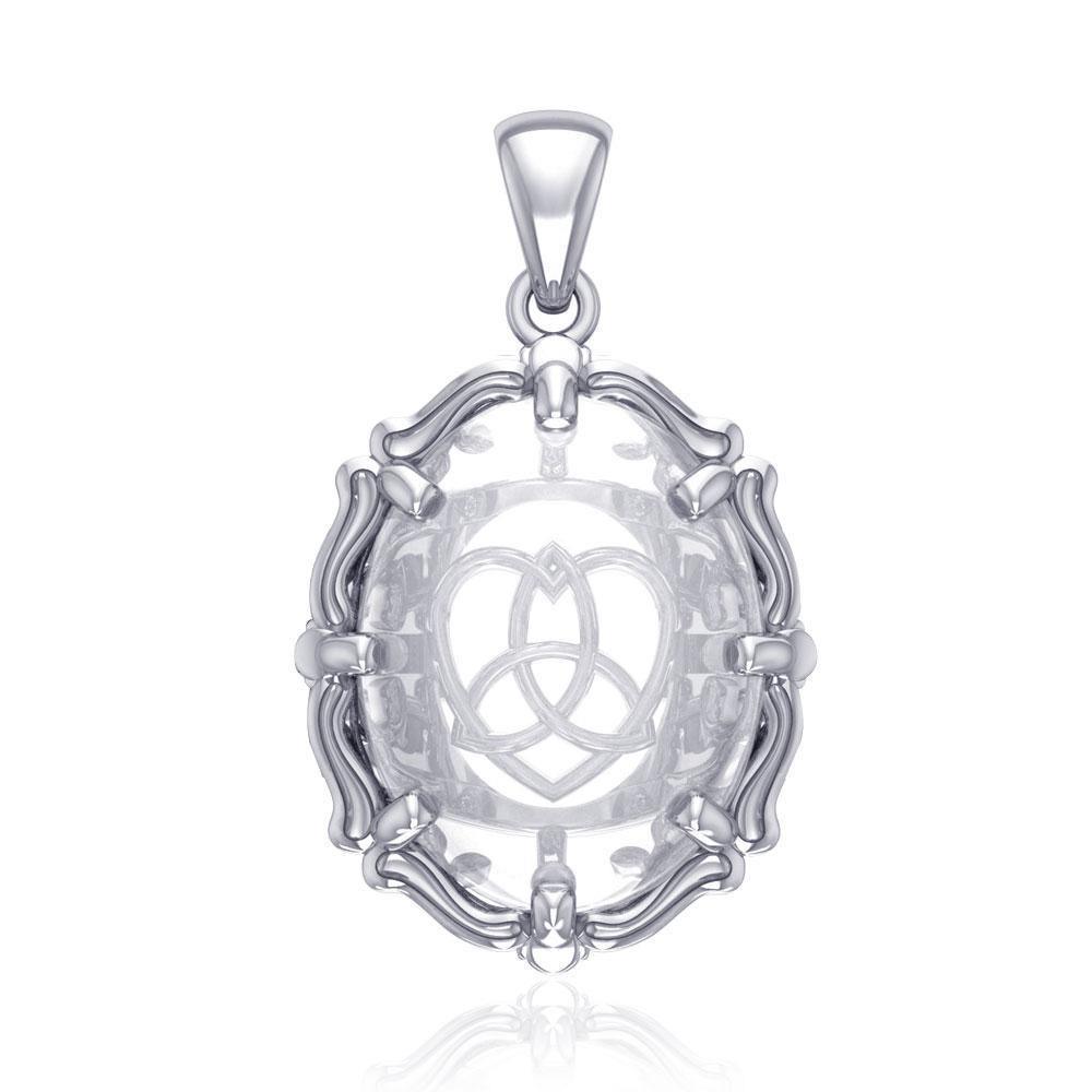 Trinity Heart Sterling Silver Pendant with Genuine White Quartz TPD5112
