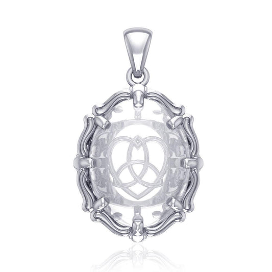 Trinity Heart Sterling Silver Pendant with Genuine White Quartz TPD5112