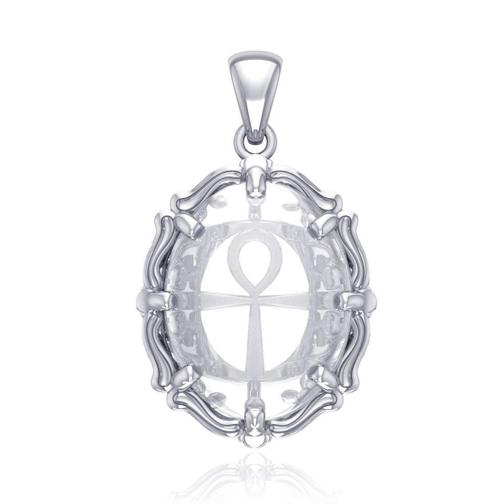 Ankh Sterling Silver Pendant with Genuine White Quartz TPD5115