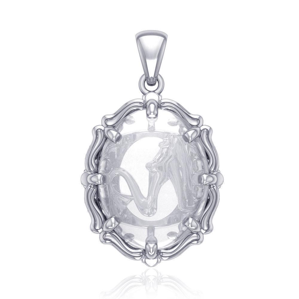 Mermaid Sterling Silver Pendant with Genuine White Quartz TPD5127