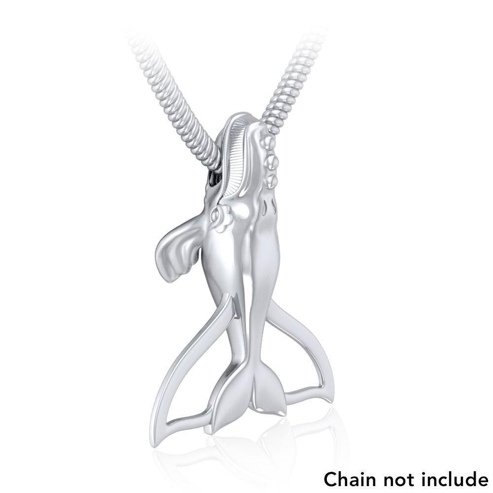 Sterling Silver Northern Right Whale Tail Pendant TPD5153
