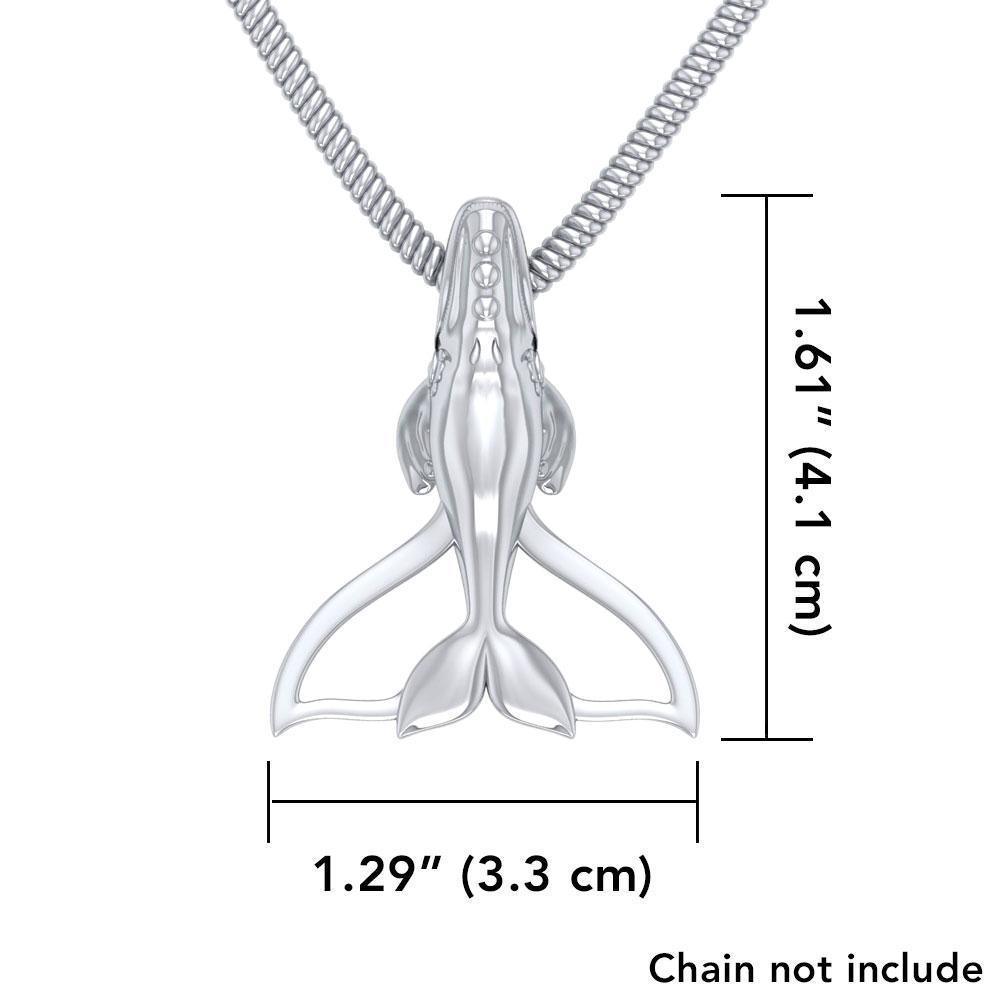 Sterling Silver Northern Right Whale Tail Pendant TPD5153