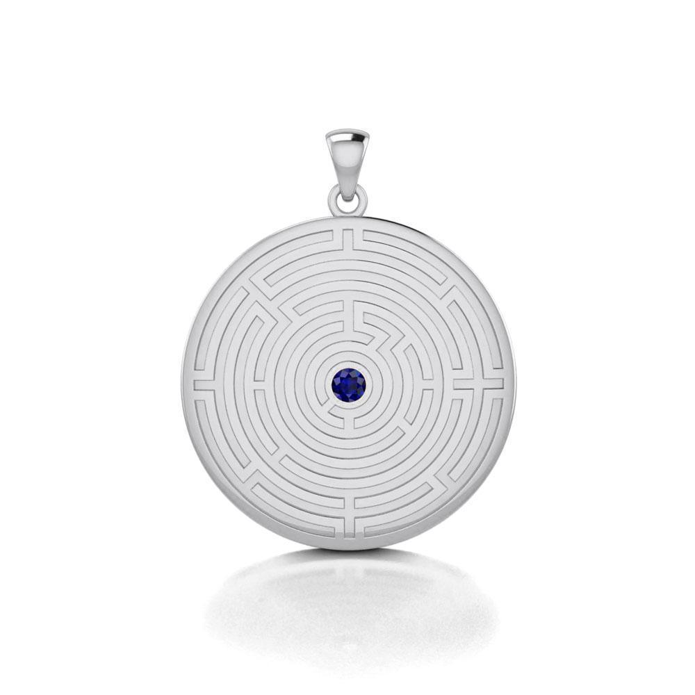 Labyrinth Silver Pendant with Gemstone TPD5155