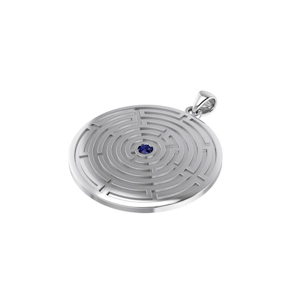 Labyrinth Silver Pendant with Gemstone TPD5155