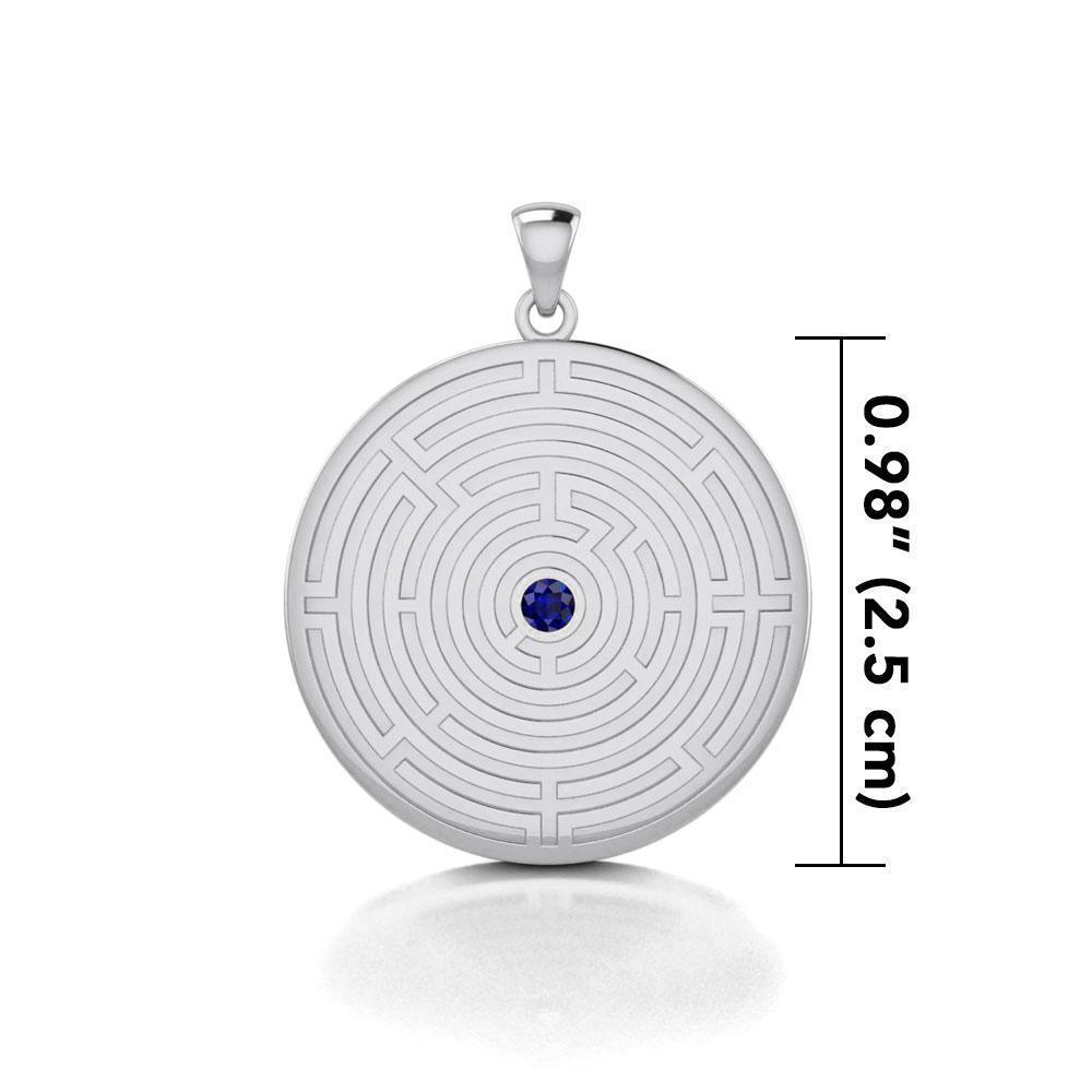 Labyrinth Silver Pendant with Gemstone TPD5155