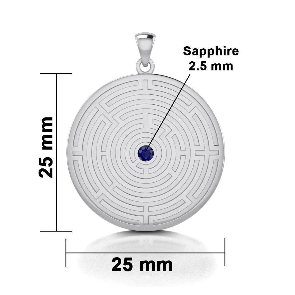 Labyrinth Silver Pendant with Gemstone TPD5155