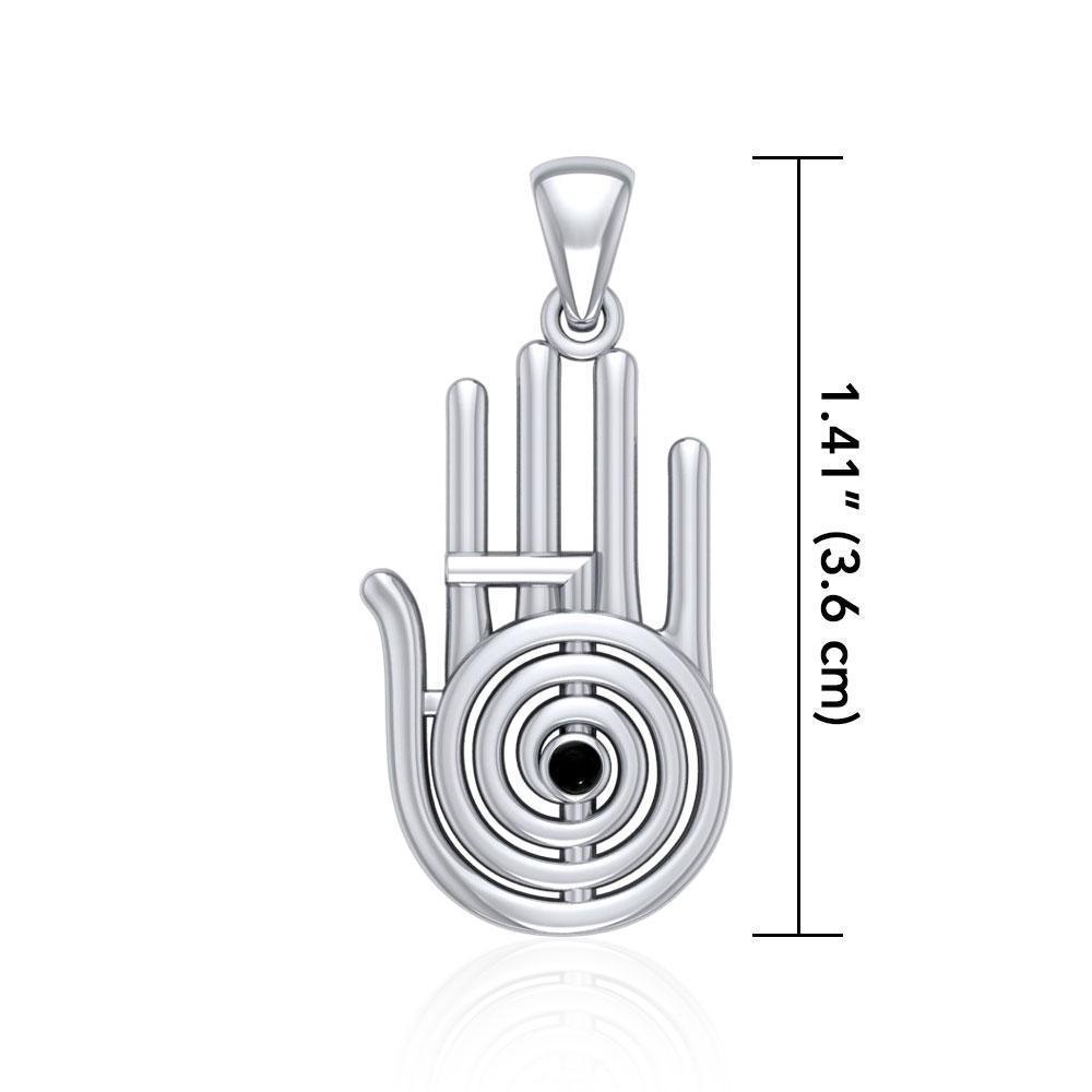 Healer Hand Symbol Silver Pendant with Gemstone TPD5158