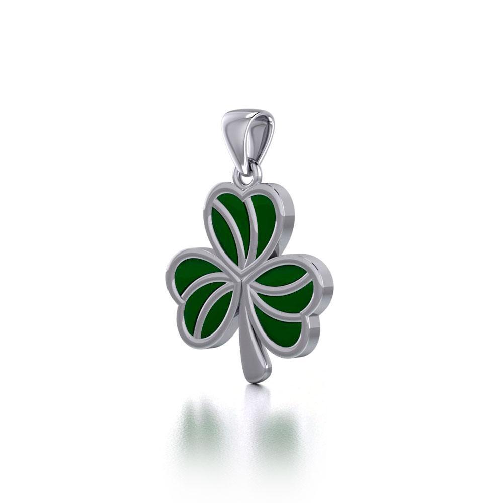 Enamel Shamrock Clover Silver Pendant TPD5160