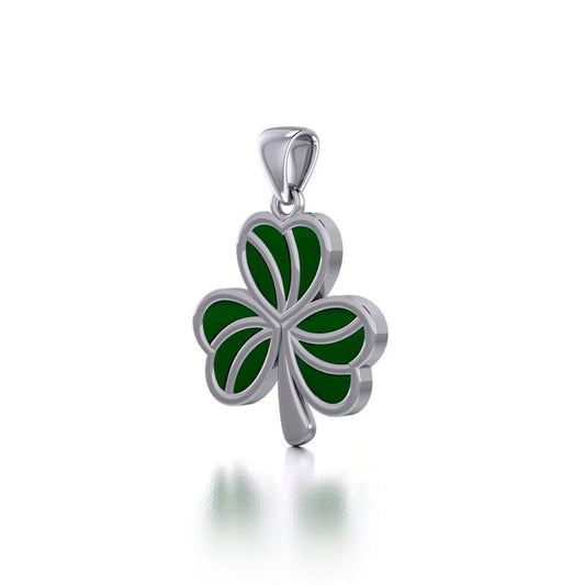Enamel Shamrock Clover Silver Pendant TPD5160