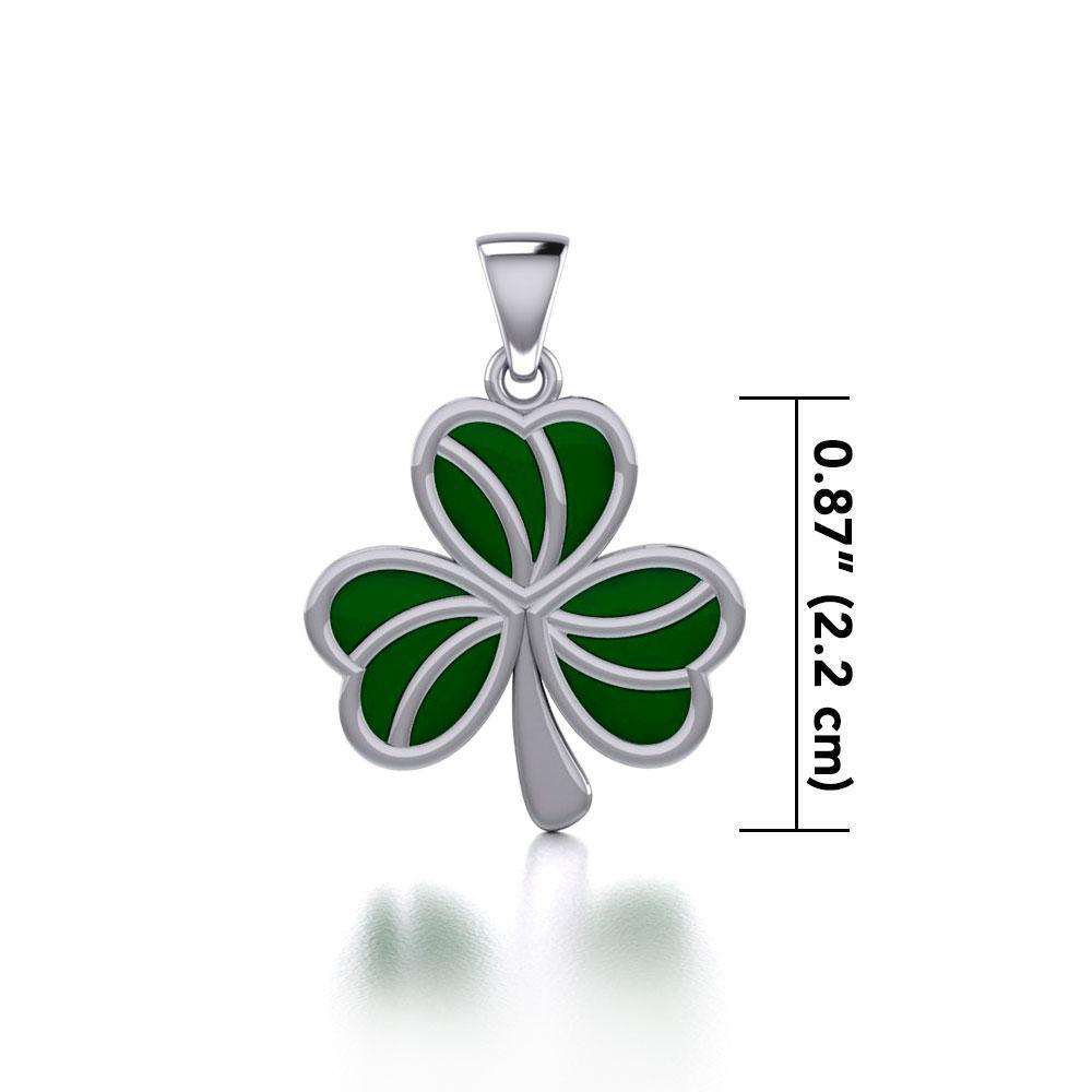 Enamel Shamrock Clover Silver Pendant TPD5160