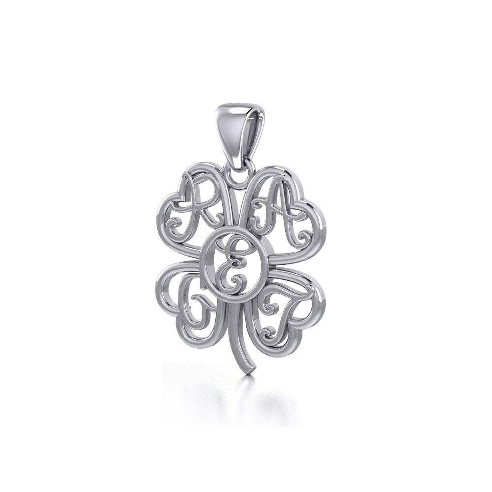 GREAT Monogramming Four Leaf Shamrock Clover Silver Pendant TPD5161