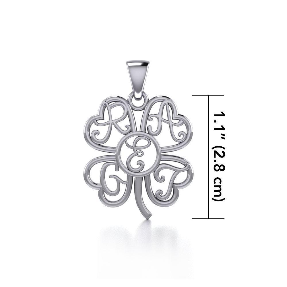 GREAT Monogramming Four Leaf Shamrock Clover Silver Pendant TPD5161