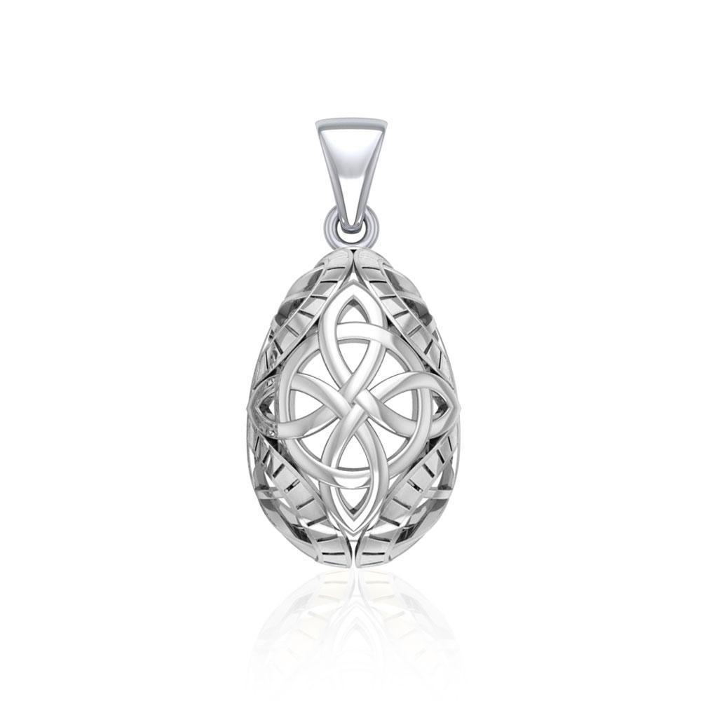 Teardrop Shape Celtic Four Point Knot Silver Pendant TPD5166