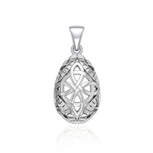 Teardrop Shape Celtic Four Point Knot Silver Pendant TPD5166