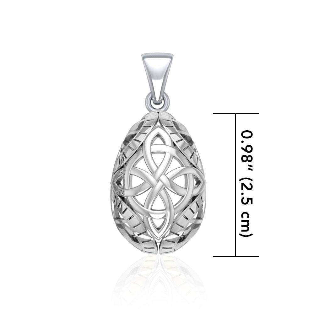 Teardrop Shape Celtic Four Point Knot Silver Pendant TPD5166