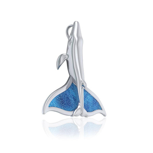 Sterling Silver Mike Whale Tail Pendant with Enamel TPD5178