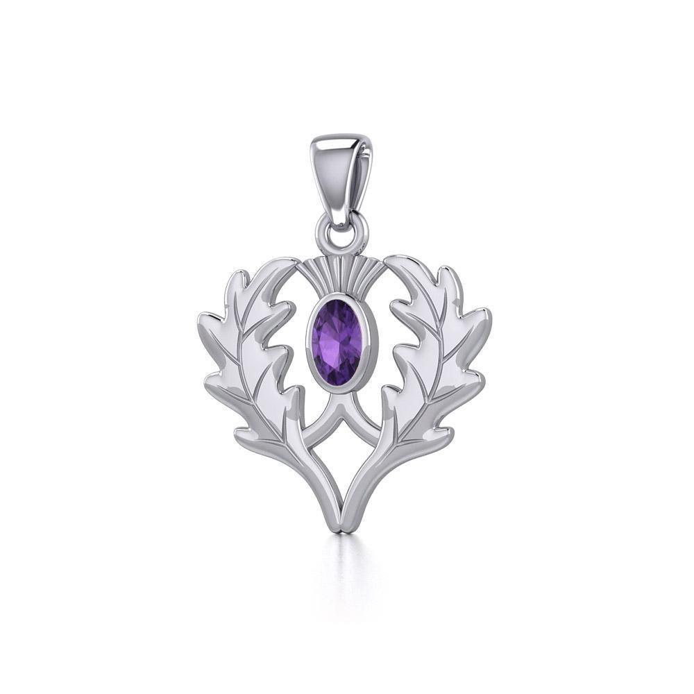 Thistle Silver Pendant with Gemstone TPD5295