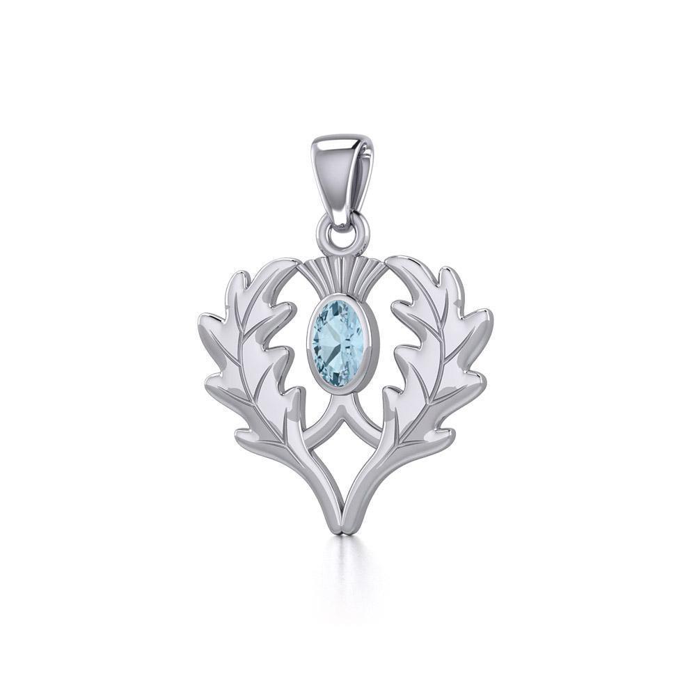 Thistle Silver Pendant with Gemstone TPD5295