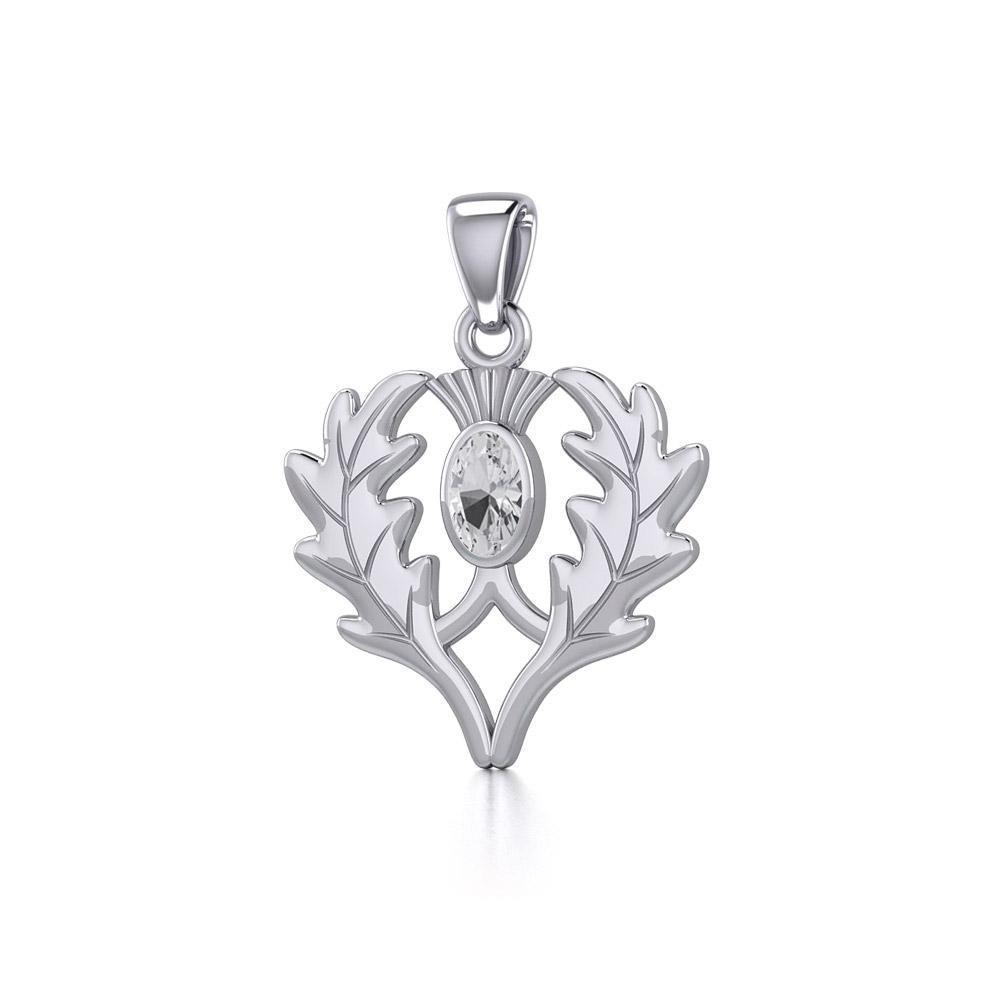 Thistle Silver Pendant with Gemstone TPD5295