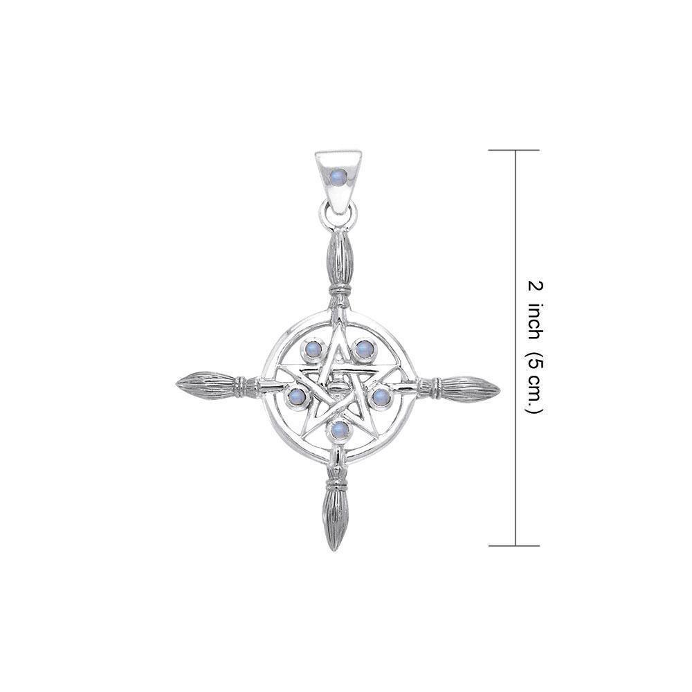 Sterling Silver Broomstick The Star Pendant with Gemstone TPD686