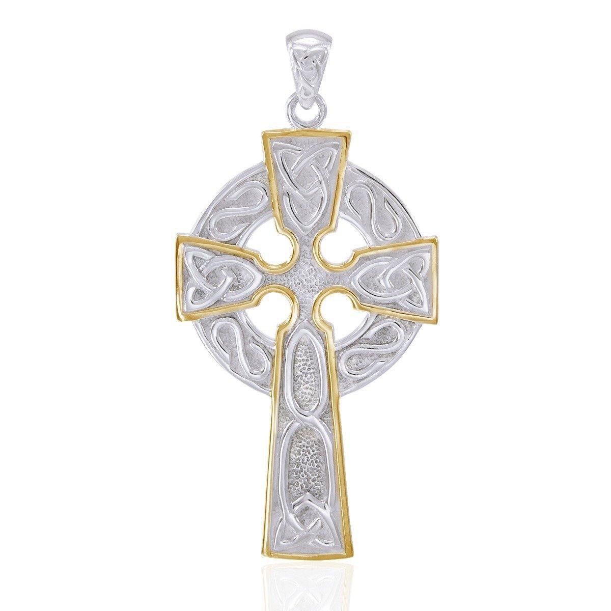 The Paradox of the Celtic Cross Silver and 18K Gold Accent Pendant TPV036