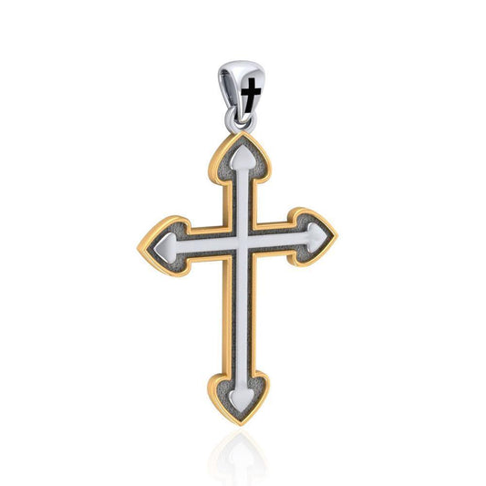 Medieval Cross Silver and 18K Gold Vermeil Accent Pendant TPV2980