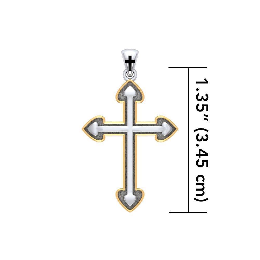 Medieval Cross Silver and 18K Gold Vermeil Accent Pendant TPV2980