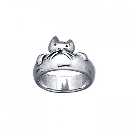 Revered companion Sterling Silver Cat Ring TR1612