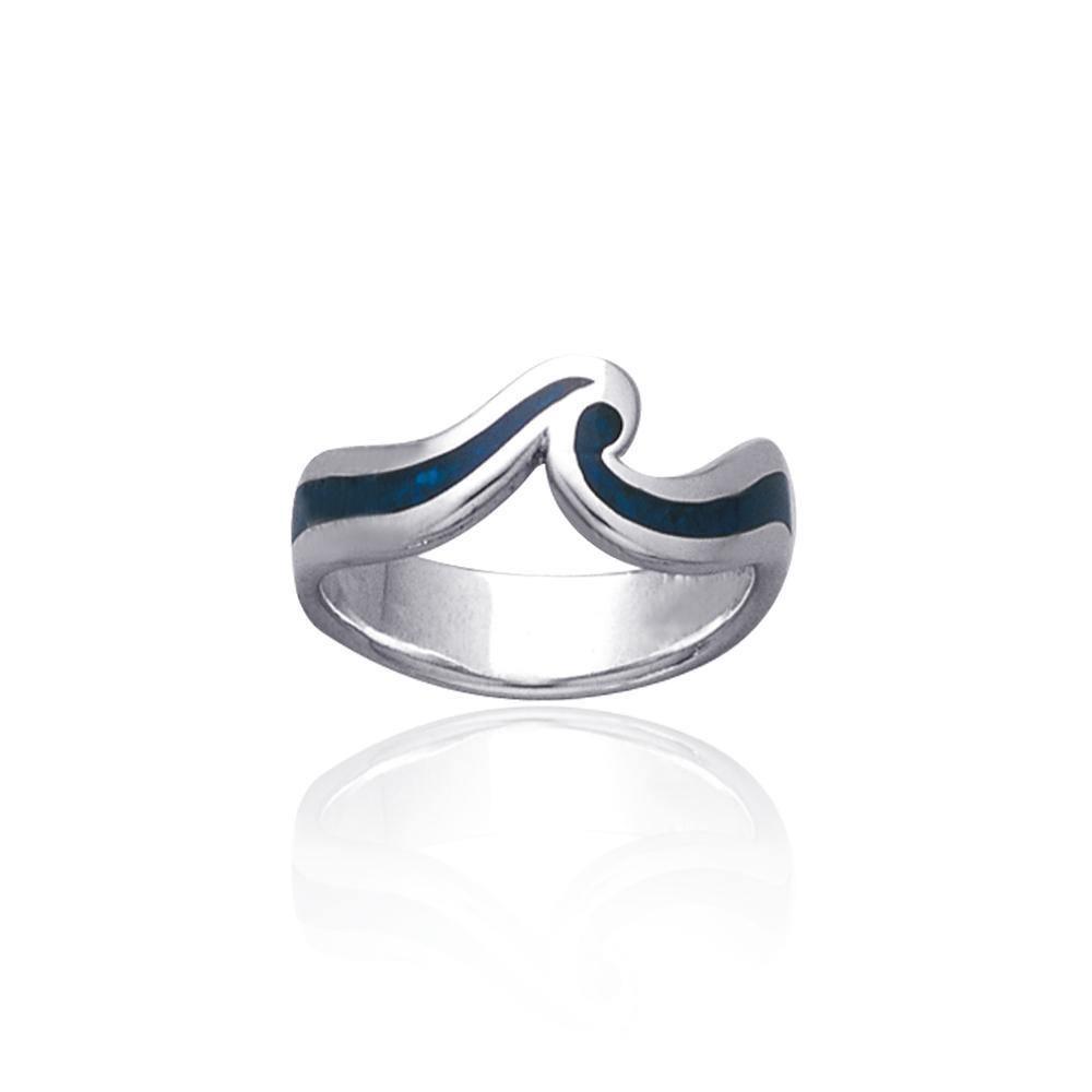 A happy moment when out to play with the sea waves ~ Sterling Silver Jewelry Inlaid Ring TR3603