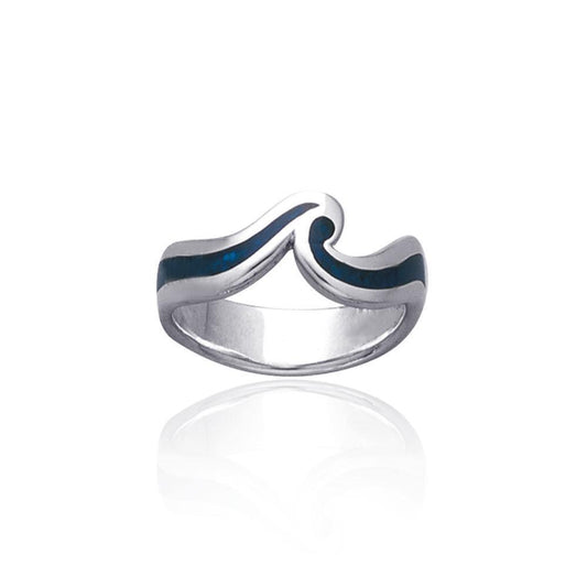 A happy moment when out to play with the sea waves ~ Sterling Silver Jewelry Inlaid Ring TR3603