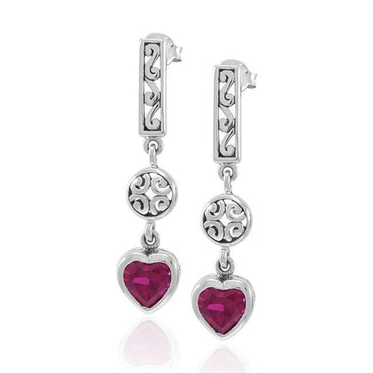 Modern Spiral with Heart Gemstone Earrings TER1291