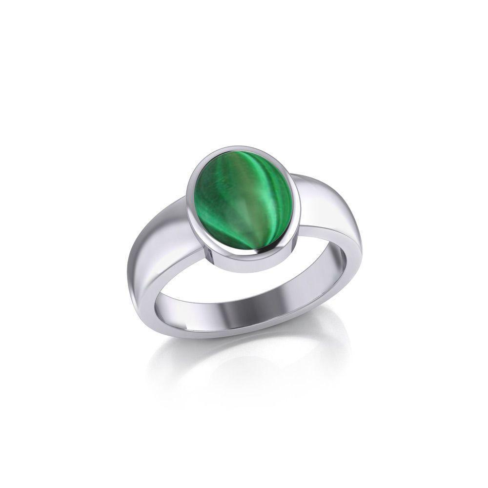 Modern Round Shape Inlaid Silver Ring TR3832