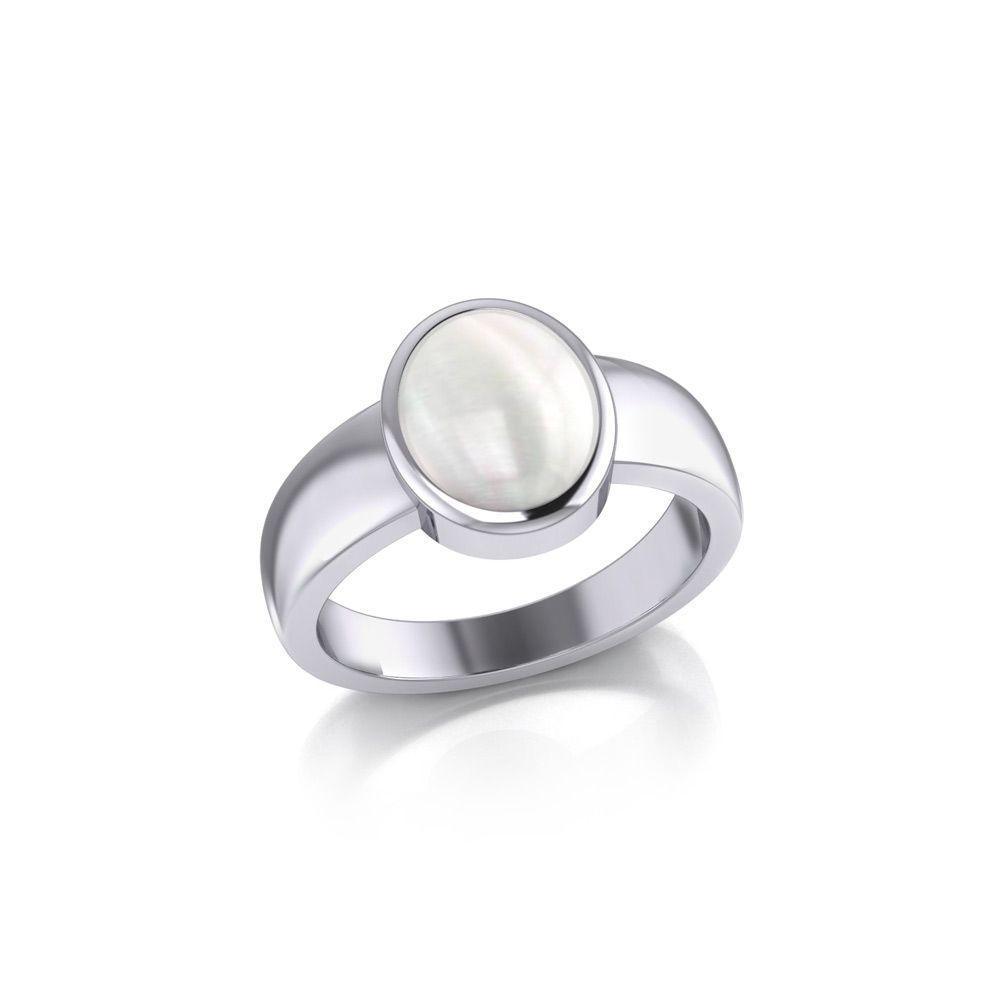 Modern Round Shape Inlaid Silver Ring TR3832