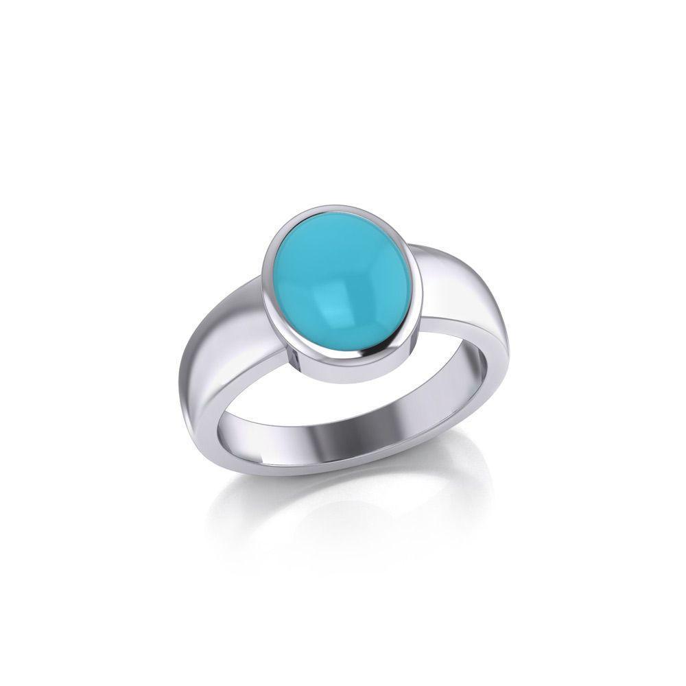 Modern Round Shape Inlaid Silver Ring TR3832