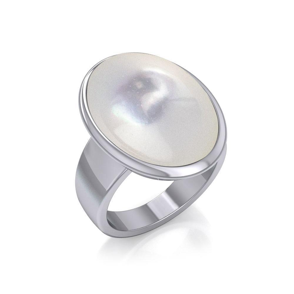 Oval Inlaid Sterling Silver Ring TR3833