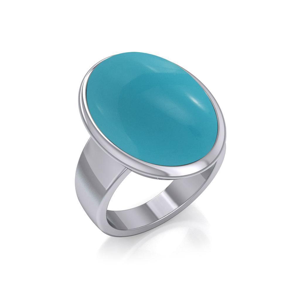 Oval Inlaid Sterling Silver Ring TR3833