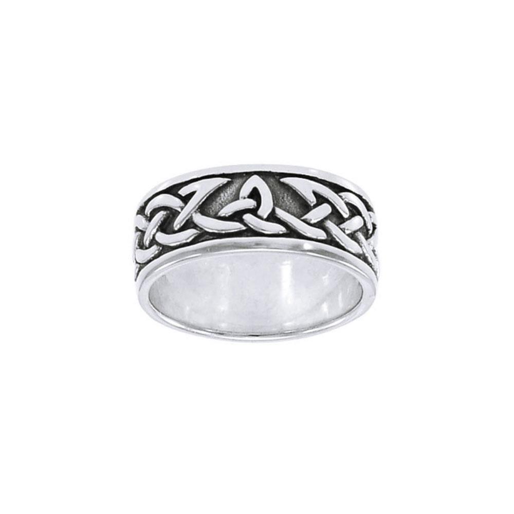 Honoring the eternal symbolism Celtic Knotwork ~ Sterling Silver Band Ring TRI1358