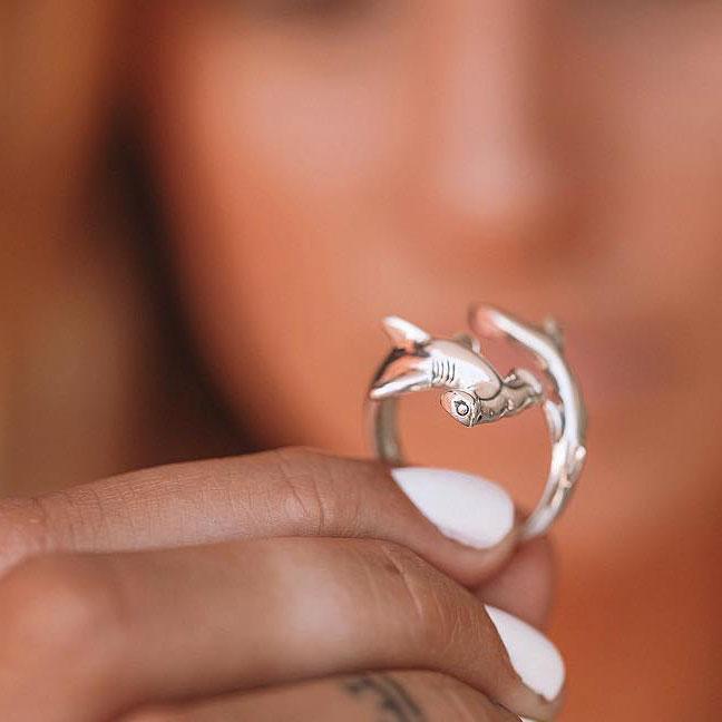 Independently strong hammerhead shark ~ Sterling Silver Jewelry Ring TRI1614