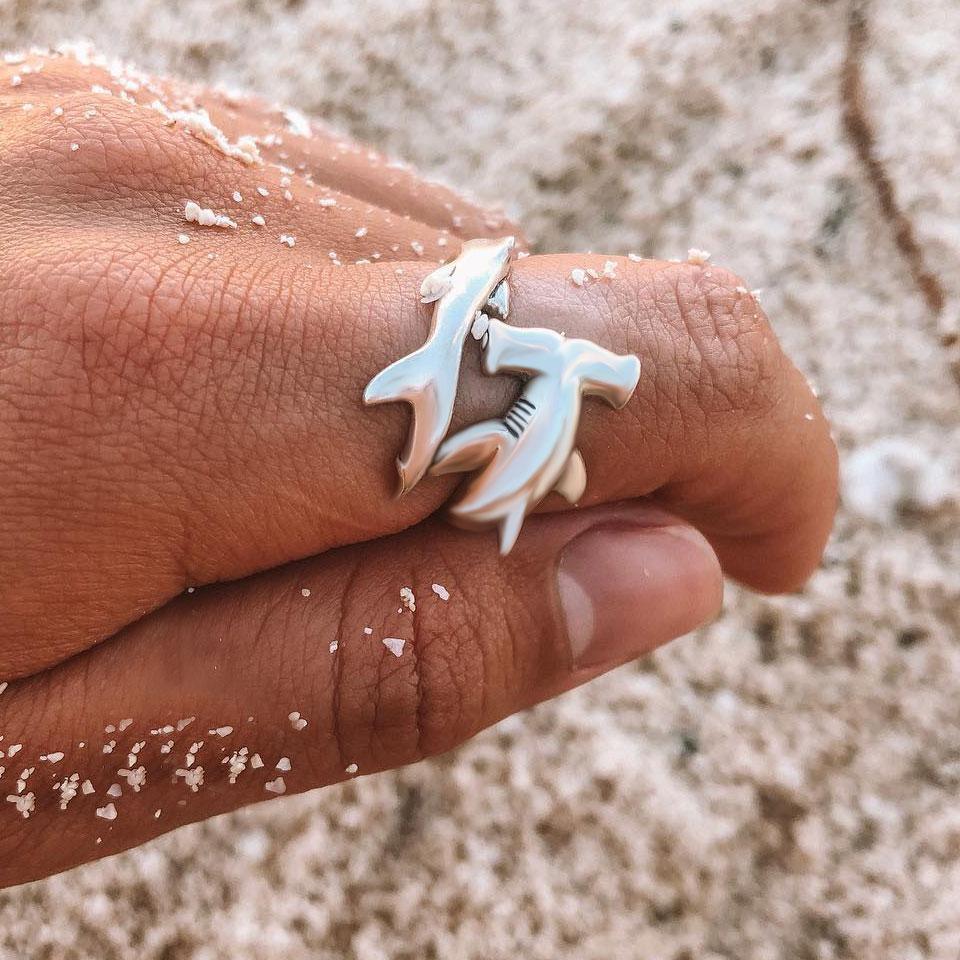 Independently strong hammerhead shark ~ Sterling Silver Jewelry Ring TRI1614