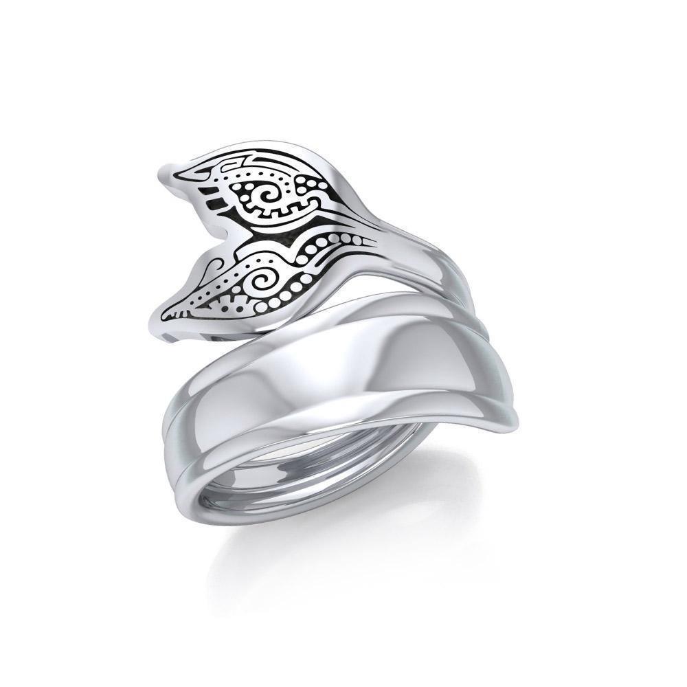 Aboriginal Whale Tail Sterling Silver Spoon Ring TRI1734