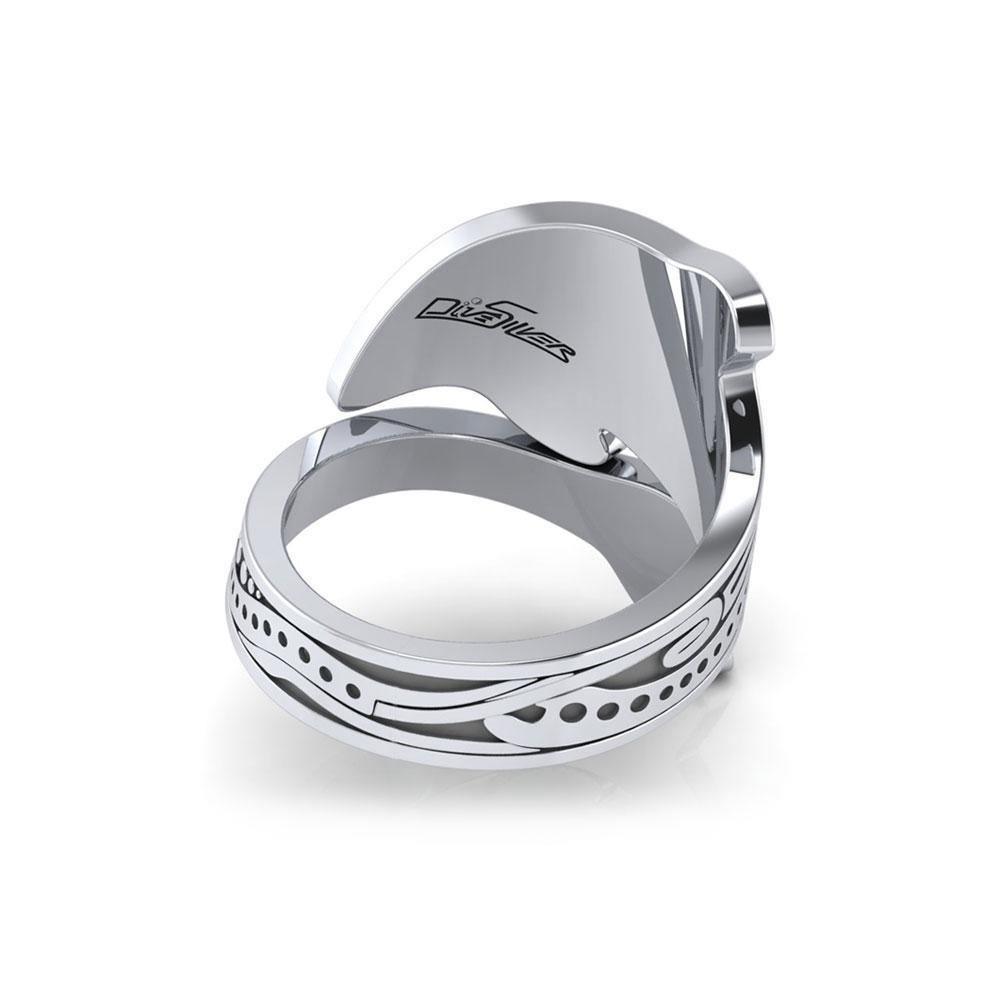 Aboriginal Dolphin Sterling Silver Spoon Ring TRI1735