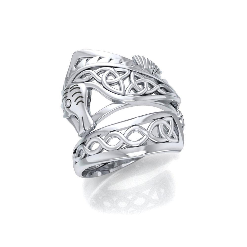 An anomaly of nature ~ Celtic Knotwork Seahorse Sterling Silver Spoon Ring TRI1737