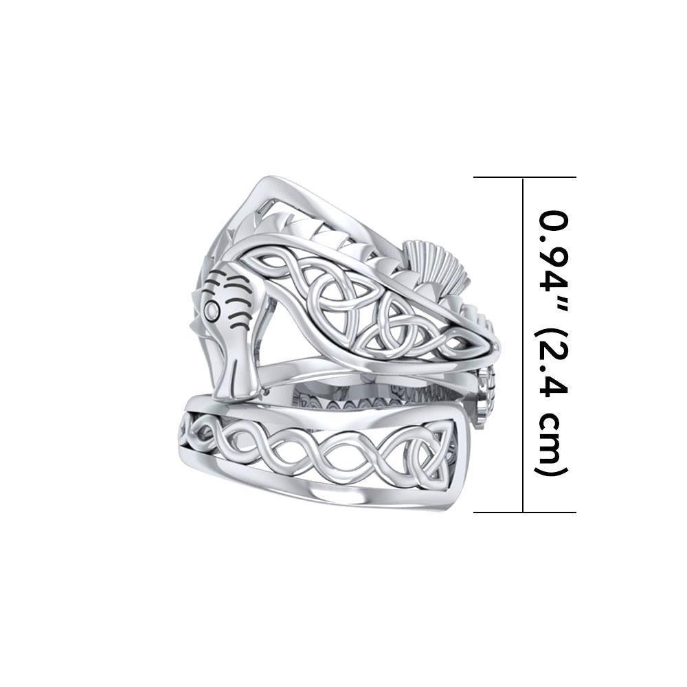 An anomaly of nature ~ Celtic Knotwork Seahorse Sterling Silver Spoon Ring TRI1737