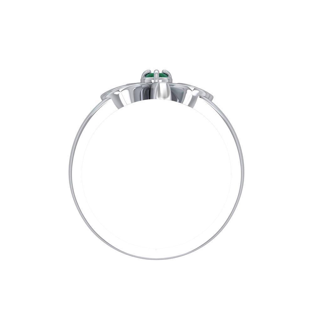 ABC Monogramming Shamrock Clover Silver Gemstone Ring TRI1750