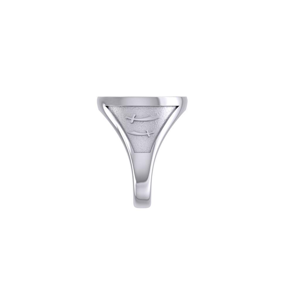 Horseshoe with Lucky Number Snake Silver Ring TRI1756