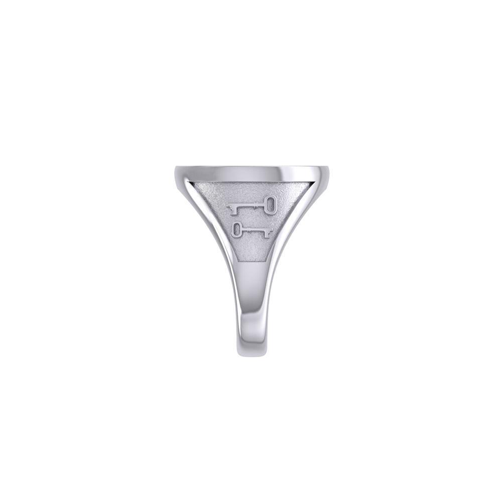 Horseshoe with Lucky Number Snake Silver Ring TRI1756