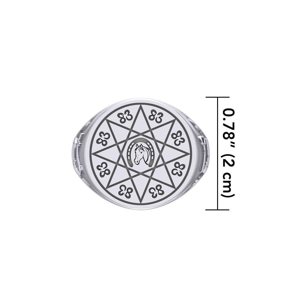 Horseshoe with Lucky Number Snake Silver Ring TRI1756