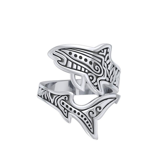 Sterling Silver Aboriginal Tiger Shark Spoon Ring TRI1768